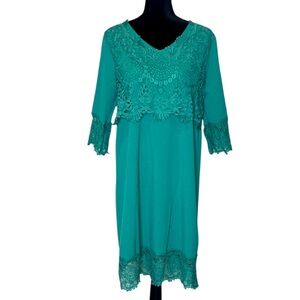 #426 Elegant Teal Lace Dress -Size XL